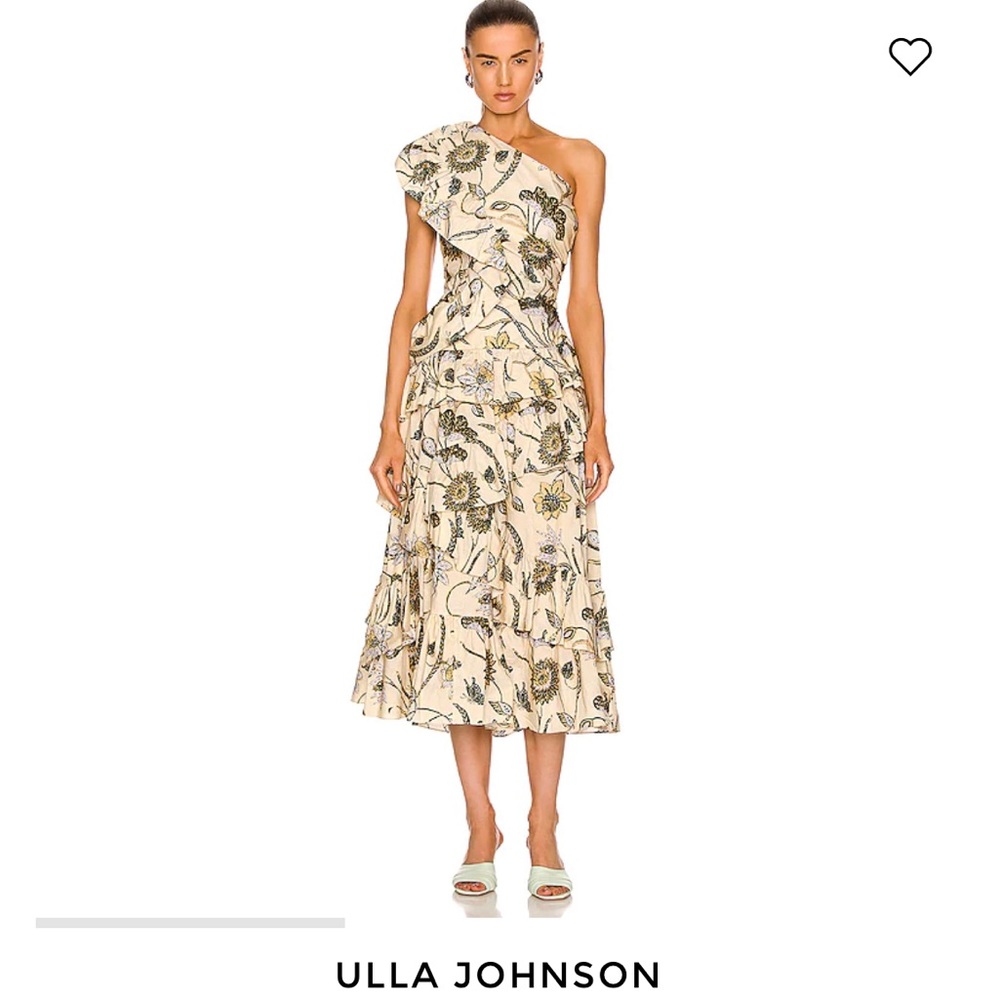 Ulla Johnson Ondine dress , one shoulder ruffled Midi